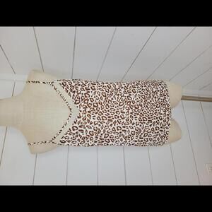 Nine West large white with  brown animal print camisole